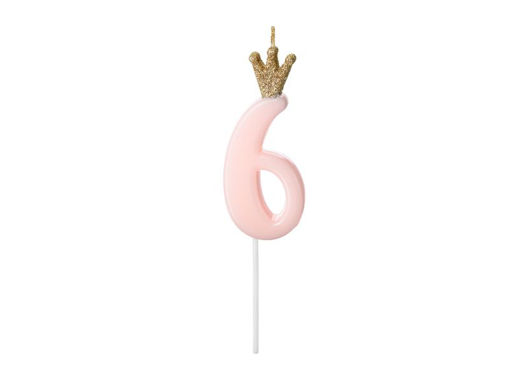 Picture of CANDLE CROWN PINK NUMBER 6